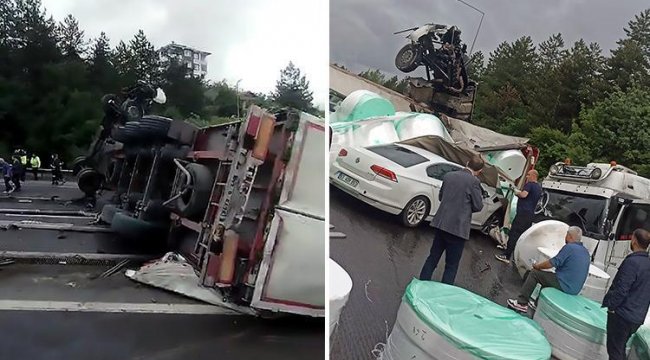 7 aracın karıştığı zincirleme kazada 6 kişi yaralandı